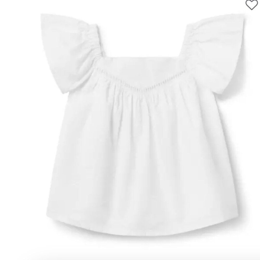 Janie and Jack 100048785 White Flutter Sleeve Seersucker Top size 4